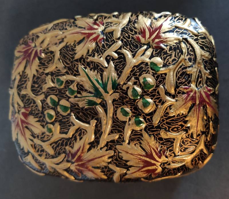 Vintage Handgemachte Lack-Schmuckdose, Pappmaché-Box Aus Asien von AltesundRares