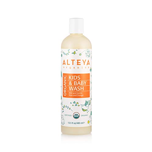 Alteya Bio Babywaschlotion und Shampoo 400ml – USDA Organic-zertifiziert Biologisch abbaubar Rein Natürlich Vegan Seife und Shampoo für Körper und Haare, Sanft und zart für besonders empfindliche Haut von Alteya