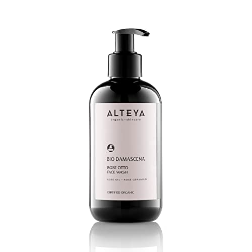 Alteya Bio Gesichts-Waschlotion Rose 250ml – USDA Organic-zertifiziert Biologisch abbaubar Rein Natürlich Vegan Gesichtsreiniger und Make Up-Entferner auf der Basis von ätherischem Damaszener-Rosenöl von Alteya Organics