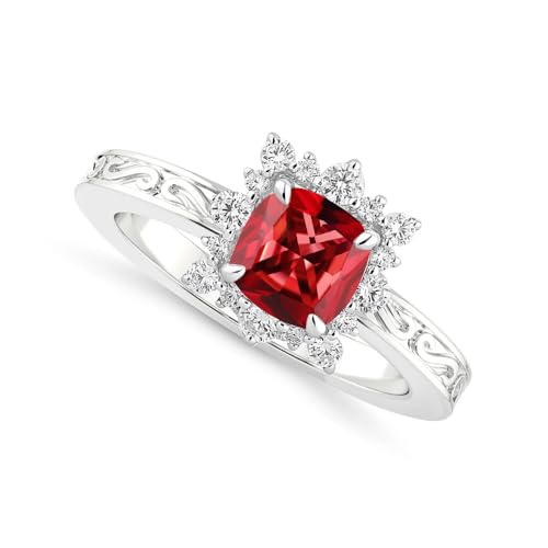 1 Karat Cushion Cut Rubin mit Moissanite Aussage Ring 925 Sterling Silber erstellt roten Rubin Verlobungsring Juli Birthstone Jahrestag Ring für Frauen Geschenke von Althum
