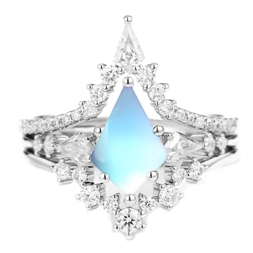 1 Karat Drachenschliff Mondstein mit Moissanit Verlobungsring Set 925 Sterling Silber Mondstein Drei Ring Set für Hochzeit Verlobung Frauen Geschenke 1 Karat Drachenschliff Mondstein mit Moissanit Verlobungsring Set 925 Sterling Silber Mondstein Drei Ring Set für Hochzeit Verlobung Frauen Geschenke von Althum