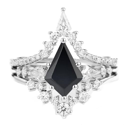 1 Karat Drachenschliff Schwarzer Onyx mit Moissanit Verlobungsring Set 925 Sterling Silber Schwarzer Stein Drei Ring Set für Hochzeit Verlobung Frauen Geschenke 1 Karat Drachenschliff Schwarzer Onyx mit Moissanit Verlobungsring Set 925 Sterling Silber Schwarzer Stein Drei Ring Set für Hochzeit Verlobung Frauen Geschenke von Althum