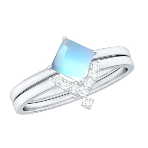 1 Karat Quadratischer Schnitt Mondstein Verlobung 925 Sterling Silber Mondstein Stein mit Diamant Jahrestag Verlobungsring Set für Braut Verlobte Geschenke 1 Karat Quadratischer Schnitt Mondstein Verlobung 925 Sterling Silber Mondstein Stein mit Diamant Jahrestag Verlobungsring Set für Braut Verlobte Geschenke von Althum