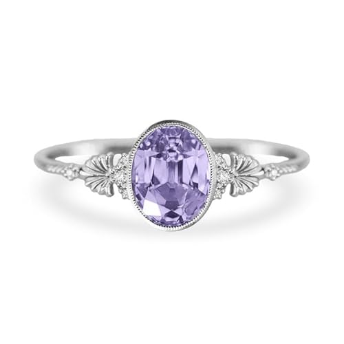 Althum 1,5 Karat Alexandrit Personalisierter Ring mit Moissanit 925er Sterlingsilber Ovaler Juni Alexandrit Geburtsstein Verlobungsringe Jahrestagsschmuck Geschenke für Frauen von Althum
