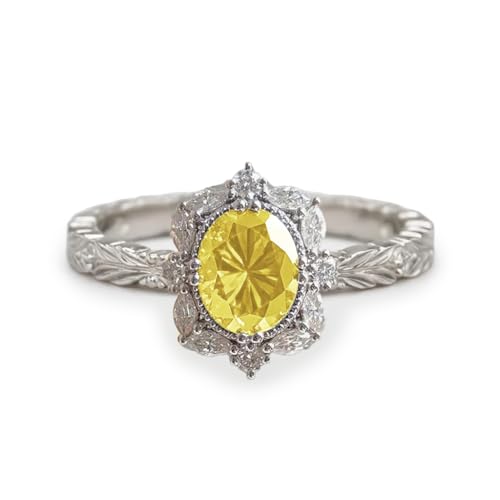 Althum 1,5 Karat Ovaler Citrinring Personalisierbar Ring 925er Sterlingsilber Citrin Geburtssteinringe für November Jubiläums-Schmuckgeschenk für Damen von Althum