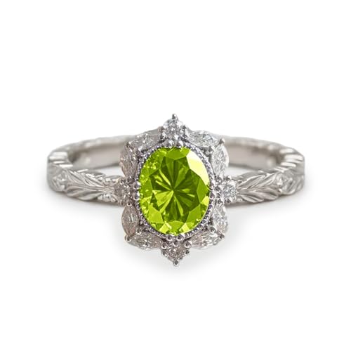 Althum 1,5 Karat Ovaler Peridot Personalisierbar Ring 925er Sterlingsilber Peridot Geburtssteinringe für August Jubiläums-Schmuckgeschenkfür Damen von Althum