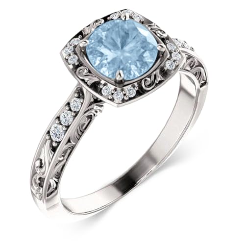 Althum 1,5 Karat Runder Blauer Aquamarinring mit Moissanit Verlobungsring mit Aquamarin Schmuckgeschenke zum Jahrestagfür Damen Althum 1,5 Karat Runder Blauer Aquamarinring mit Moissanit Verlobungsring mit Aquamarin Schmuckgeschenke zum Jahrestagfür Damen von Althum