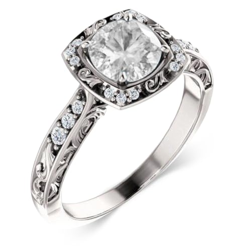 Althum 1,5 Karat Runder Weißer Kristallring mit Moissanit Verlobungsring mit Weißem Kristall und Moissanit Schmuckgeschenke zum Jahrestagfür Damen von Althum