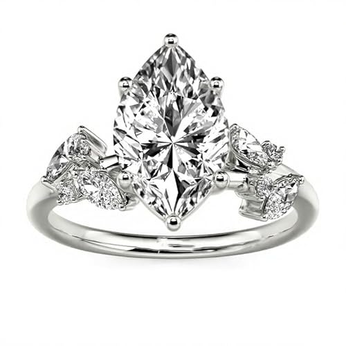 Althum 1–3 Karat Mittelstein Marquise-Schliff Moissanit-Verlobungsring 925er Sterlingsilber personalisierter echter Moissanit-Ring Schmuckgeschenk für Frauen von Althum