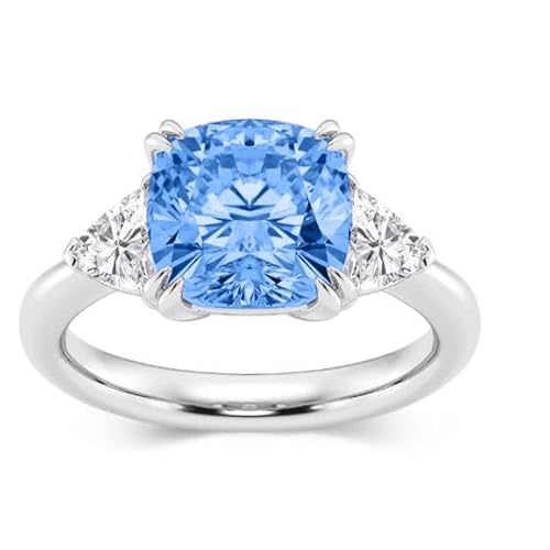Althum 1 Karat Aquamarin Verlobungsring 925er Sterlingsilber März Aquamarin Geburtssteinring mit Moissanit Schmuckgeschenk für Frauen von Althum