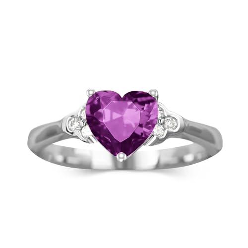 Althum 1 Karat Personalisierter Amethyst Verlobungsring 925er Sterlingsilber Amethyst Februar Geburtsstein-Verlobungsring mit Moissanit Schmuckgeschenk für Frauen von Althum