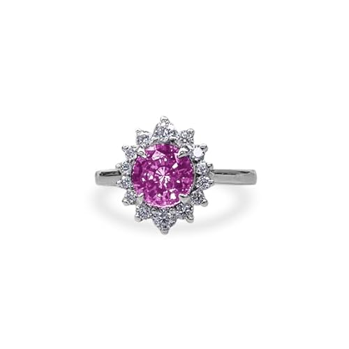 Althum 1 Karat Personalisierter Amethyst Verlobungsring 925er Sterlingsilber Runder Amethyst Februar Geburtsstein-Verlobungsring Jahrestagsschmuck Geschenk für Frauen von Althum