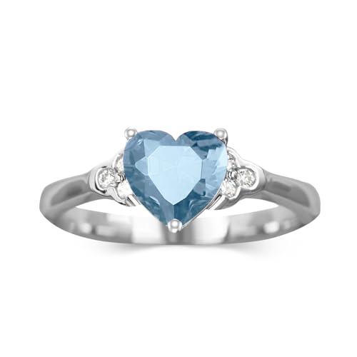 Althum 1 Karat Personalisierter Aquamarin Verlobungsring 925er Sterlingsilber Aquamarin März Geburtsstein-Verlobungsring mit Moissanit Schmuckgeschenk für Frauen von Althum