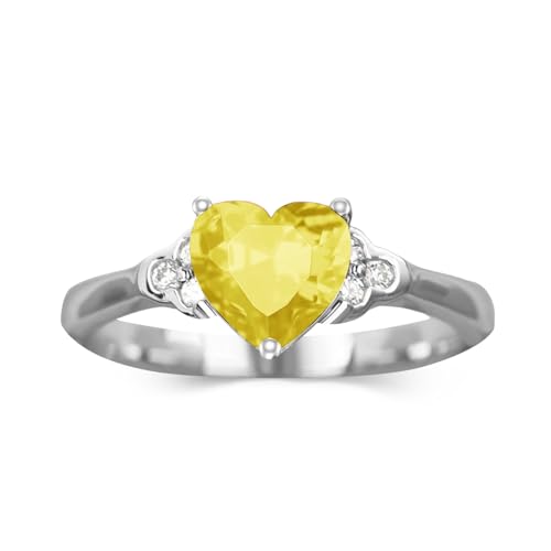 Althum 1 Karat Personalisierter Citrin Verlobungsring 925er Sterlingsilber Citrin November Geburtsstein-Verlobungsring mit Moissanit Schmuckgeschenk für Frauen von Althum