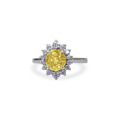 Althum 1 Karat Personalisierter Citrin Verlobungsring 925er Sterlingsilber Runder Citrin November Geburtsstein-Verlobungsring Jahrestagsschmuck Geschenk für Frauen von Althum