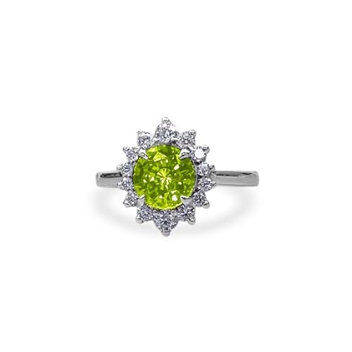 Althum 1 Karat Personalisierter Peridot Verlobungsring 925er Sterlingsilber Runder Peridot August Geburtsstein-Verlobungsring Jahrestagsschmuck Geschenk für Frauen von Althum