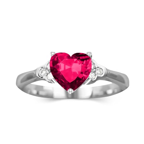 Althum 1 Karat Personalisierter Ruby Verlobungsring 925er Sterlingsilber Ruby Juli Geburtsstein-Verlobungsring mit Moissanit Schmuckgeschenk für Frauen Althum 1 Karat Personalisierter Ruby Verlobungsring 925er Sterlingsilber Ruby Juli Geburtsstein-Verlobungsring mit Moissanit Schmuckgeschenk für Frauen von Althum