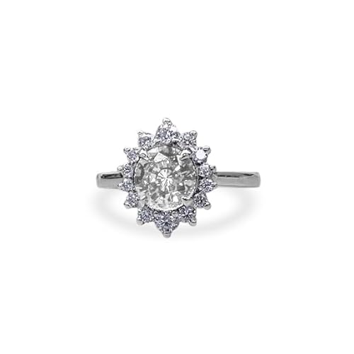 Althum 1 Karat Personalisierter Weißer Kristall Verlobungsring 925er Sterlingsilber Runder Weißer Kristall April Geburtsstein-Verlobungsring Jahrestagsschmuck Geschenk für Frauen von Althum