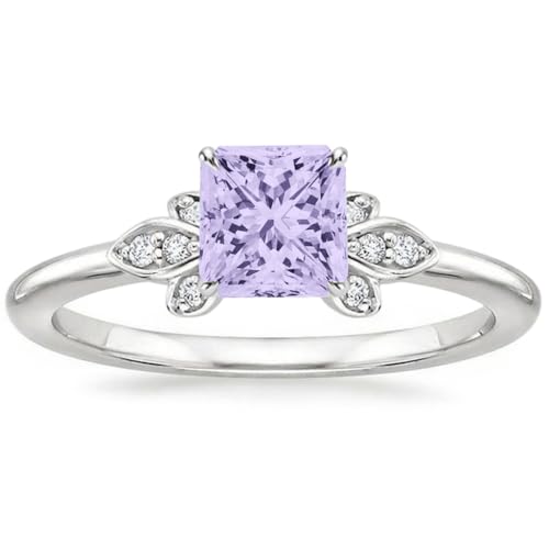 Althum 1 Karat Prinzessinnen-Alexandrit Personalisierter Ring aus 925er Sterlingsilber Verlobungsringe mit Juni-Geburtsstein und Alexandrit Schmuck zum Jahrestag für Frauen von Althum