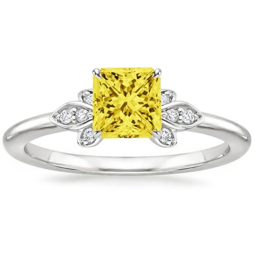 Althum 1 Karat Prinzessinnen-Citrin Personalisierter Ring mit Prinzessinnen-Citrin Geburtsstein November Verlobungsringe Jubiläumsgeschenk für Frauen. von Althum