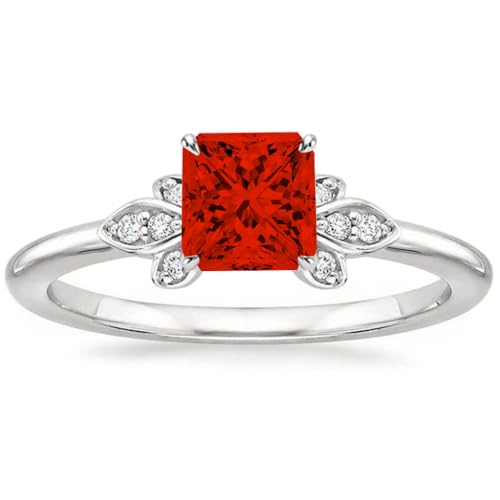 Althum 1 Karat Prinzessinnen-Granat Personalisierter Ring aus 925er Sterlingsilber Verlobungsringe mit Januar-Geburtsstein und Granat Schmuck zum Jahrestag für Frauen von Althum