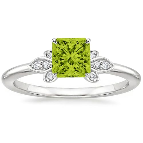 Althum 1 Karat Prinzessinnen-Peridot Personalisierter Ring mit Prinzessinnen-Peridot Geburtsstein August Verlobungsringe Jubiläumsgeschenk für Frauen. von Althum