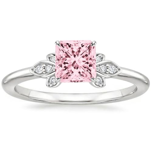 Althum 1 Karat Prinzessinnen-Ring mit rosa Turmalin personalisierter Ring mit Prinzessinnen-Saphir Geburtsstein Oktober, Verlobungsringe mit rosa Turmalin Jubiläumsgeschenk für Frauen. von Althum