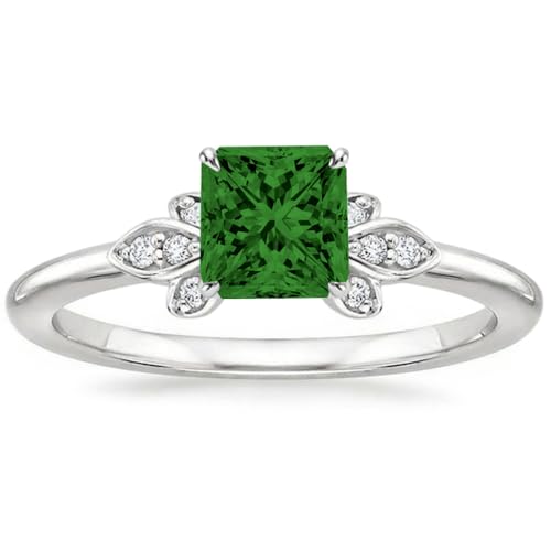 Althum 1 Karat Prinzessinnen-Smaragd Personalisierter Ring aus 925er Sterlingsilber Verlobungsringe mit Mai-Geburtsstein und Smaragd Schmuck zum Jahrestag für Frauen Althum 1 Karat Prinzessinnen-Smaragd Personalisierter Ring aus 925er Sterlingsilber Verlobungsringe mit Mai-Geburtsstein und Smaragd Schmuck zum Jahrestag für Frauen von Althum