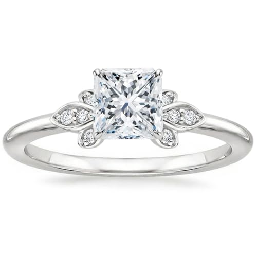 Althum 1 Karat Prinzessinnen-Weißkristall Personalisierter Ring aus 925er Sterlingsilber Verlobungsringe mit April-Geburtsstein und weißem Kristall Schmuck zum Jahrestag für Frauen von Althum