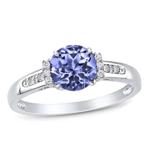 Althum 1 Karat Rundschliff Blauer Topas Verlobungsring 925 Sterling Silber Dezember Blauer Topas Geburtsstein mit Moissanit Ring Schmuck Geschenk für Frauen von Althum