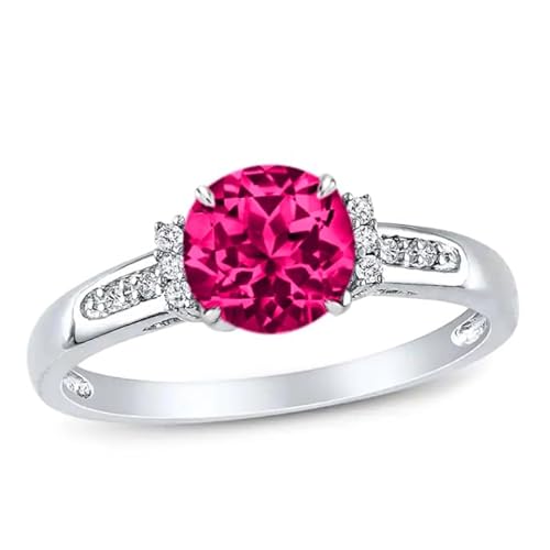 Althum 1 Karat Rundschliff Ruby Verlobungsring 925 Sterling Silber Juli Ruby Geburtsstein mit Moissanit Ring Schmuck Geschenk für Frauen Althum 1 Karat Rundschliff Ruby Verlobungsring 925 Sterling Silber Juli Ruby Geburtsstein mit Moissanit Ring Schmuck Geschenk für Frauen von Althum