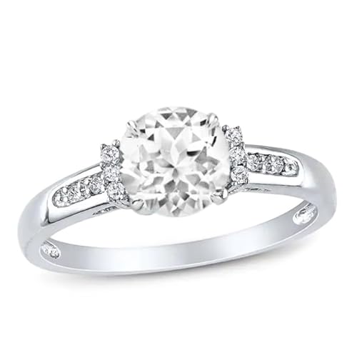 Althum 1 Karat Rundschliff Weißer Kristall Verlobungsring 925 Sterling Silber April Weißer Kristall Geburtsstein mit Moissanit Ring Schmuck Geschenk für Frauen von Althum
