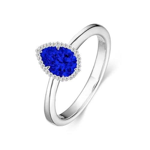 Althum 1 Karat Saphir Birnenförmig Cut Personalisierte Ringe 925er Sterlingsilber September Geburtssteinring Schmuckgeschenk für Frauen von Althum