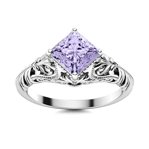 Althum 1CT Quadratschliff Alexandrit Verlobungsring 925 Sterling Silber Juni Alexandrit Geburtsstein Ring Jahrestag Schmuck Geschenk für Frauen von Althum