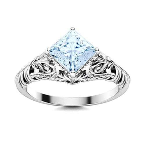 Althum 1CT Quadratschliff Aquamarin Verlobungsring 925 Sterling Silber März Aquamarin Geburtsstein Ring Jahrestag Schmuck Geschenk für Frauen Althum 1CT Quadratschliff Aquamarin Verlobungsring 925 Sterling Silber März Aquamarin Geburtsstein Ring Jahrestag Schmuck Geschenk für Frauen von Althum