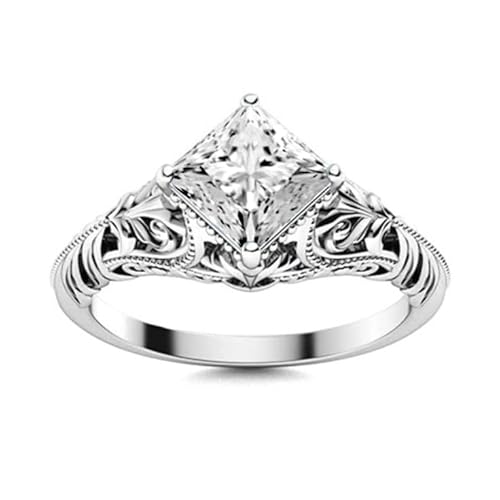 Althum 1CT Quadratschliff Weißer Kristall Verlobungsring 925 Sterling Silber April Weißer Kristall Geburtsstein Ring Jahrestag Schmuck Geschenk für Frauen Althum 1CT Quadratschliff Weißer Kristall Verlobungsring 925 Sterling Silber April Weißer Kristall Geburtsstein Ring Jahrestag Schmuck Geschenk für Frauen von Althum