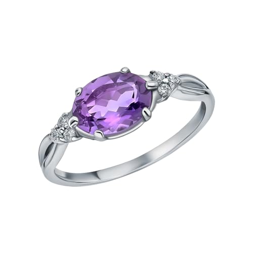 Althum 2Ct natürlichen Amethyst Ring 925 Sterling Silber Oval Cut lila Amethyst mit Moissanite Aussage Versprechen Ring Feburary Birthstone Jahrestag Ring für Frauen Geschenke von Althum