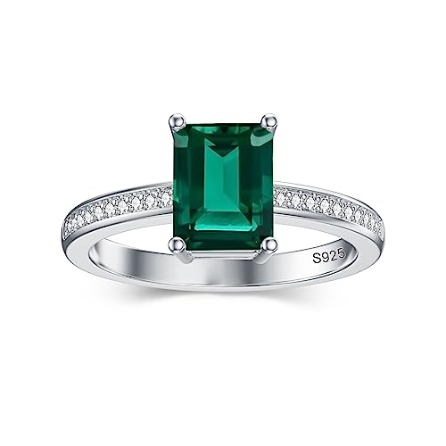 Althum 8mm*6mm Smaragd Schliff Smaragd Ring 925 Sterling Silber Smaragd Solitärring Verlobungsring für Frauen(6) von Althum