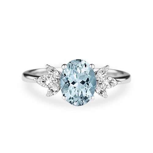 Althum Aquamarin Personalisierter Geburtssteinring mit Moissanit 925er Sterlingsilber Oval 6 x 8 mm März Aquamarin Geburtssteinen Verlobungsringe Schmuckgeschenke zum Jahrestag für Frauen Althum Aquamarin Personalisierter Geburtssteinring mit Moissanit 925er Sterlingsilber Oval 6 x 8 mm März Aquamarin Geburtssteinen Verlobungsringe Schmuckgeschenke zum Jahrestag für Frauen von Althum