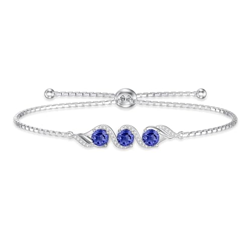 Althum Blauem Saphir Verstellbares Armband 925er Sterling Silber Synthese September Geburtsstein Tennis Kastenkette Armband Geschenke für Frauen Althum Blauem Saphir Verstellbares Armband 925er Sterling Silber Synthese September Geburtsstein Tennis Kastenkette Armband Geschenke für Frauen von Althum