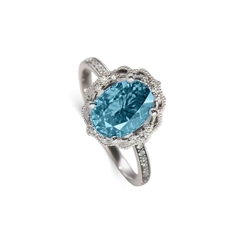 Althum Blautopas-Ring Personalisierbar 925 Sterling Silber 6 x 8 mm Ovaler Blautopas-Ring Geburtssteinring für Dezember Schmuckgeschenke zum Jahrestagfür Damen von Althum