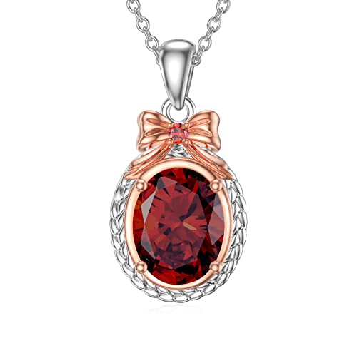 Althum Granat Halskette für Frauen 925 Sterling Silber 10MM * 8MM Oval Schnitt Roter Granat Anhänger Halskette von Althum