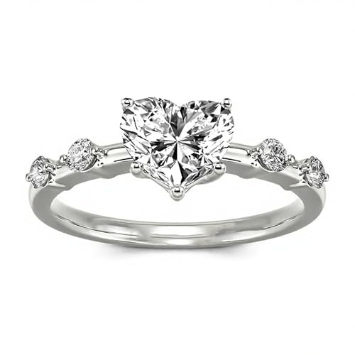 Althum Herzförmiger Moissanit-Verlobungsring mit 1–3 Karat 925er Sterlingsilber personalisierter echter Moissanit-Ring Schmuckgeschenk für Frauen von Althum