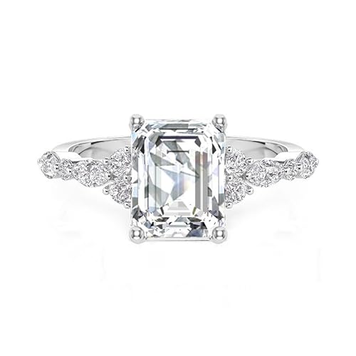 Althum Individueller Moissanit-Verlobungsring im Smaragdschliff aus 925er Sterlingsilber mit 1–3 Karat Mittelstein echter Moissanit-Ring Schmuckgeschenk für Damen von Althum