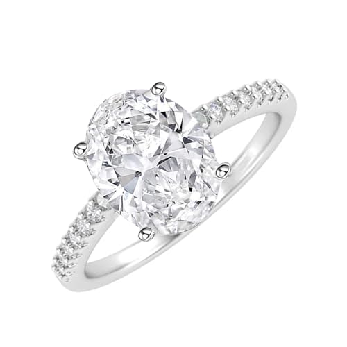 Althum Individueller ovaler Moissanit-Verlobungsring aus 925er Sterlingsilber mit 1–3 Karat Mittelstein echter Moissanit-Ring Schmuckgeschenk für Damen von Althum