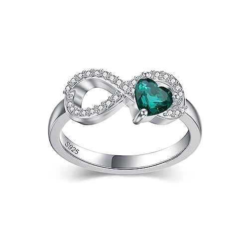 Althum Labor Gewachsen Smaragd Ring 925 Sterling Silber Smaragd Unendlichkeit Ring Smaragd Engagement Ring für Frauen(9) von Althum