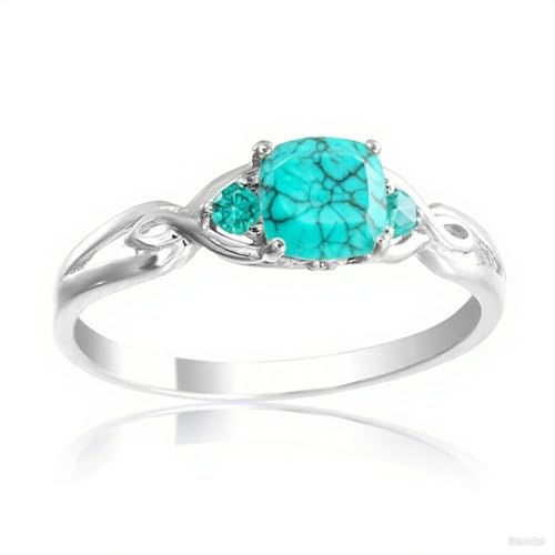 Althum Lvoryance Quadratischer Türkis-Verlobungsring, 925er Sterlingsilber, echter Türkisring, Schmuckgeschenk für Damen von Althum