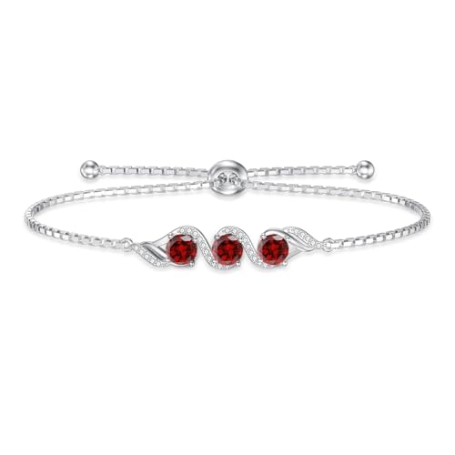 Althum Natürliche Granat Verstellbares Armband 925er Sterlingsilber Granat Januar GeburtssteinKastenkette Armband Geschenke für Frauen Althum Natürliche Granat Verstellbares Armband 925er Sterlingsilber Granat Januar GeburtssteinKastenkette Armband Geschenke für Frauen von Althum