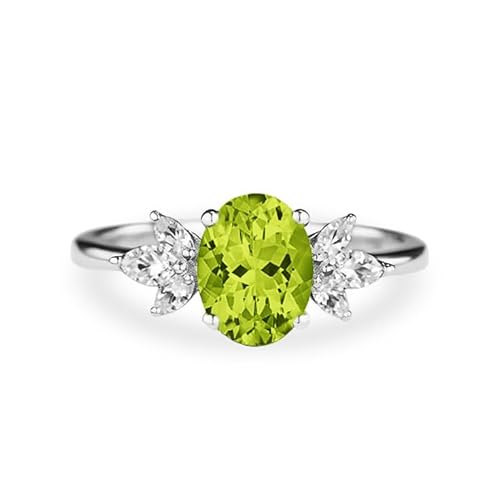 Althum Peridot Personalisierter Geburtssteinring mit Moissanit 925er Sterlingsilber Oval 6 x 8 mm August Peridot Geburtssteinen Verlobungsringe Schmuckgeschenke zum Jahrestag für Frauen Althum Peridot Personalisierter Geburtssteinring mit Moissanit 925er Sterlingsilber Oval 6 x 8 mm August Peridot Geburtssteinen Verlobungsringe Schmuckgeschenke zum Jahrestag für Frauen von Althum