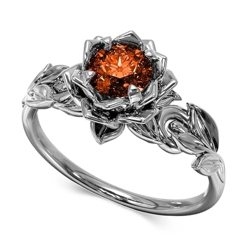 Althum Personalisierter Granat Ring 925er Sterlingsilber Runder Rose Januar Granat Geburtsstein Ring Jahrestags Schmuck Geschenk für Frauen von Althum